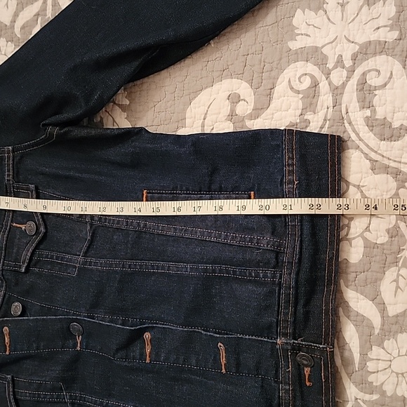 Old Navy Dark Wash Denim Trucker Jacket Women's Sz L - Picture 9 of 9
